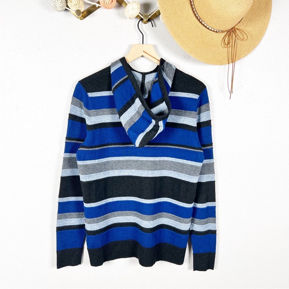 Smartwool Sparwood Pattern Hoodie Blue Horizon Heather Stripe Men's Small - Picture 4 of 8